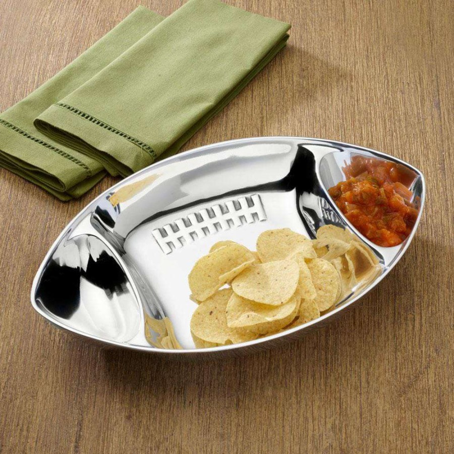 Platters And Trays * | Buy Wilton Armetale Football Chip And Dip