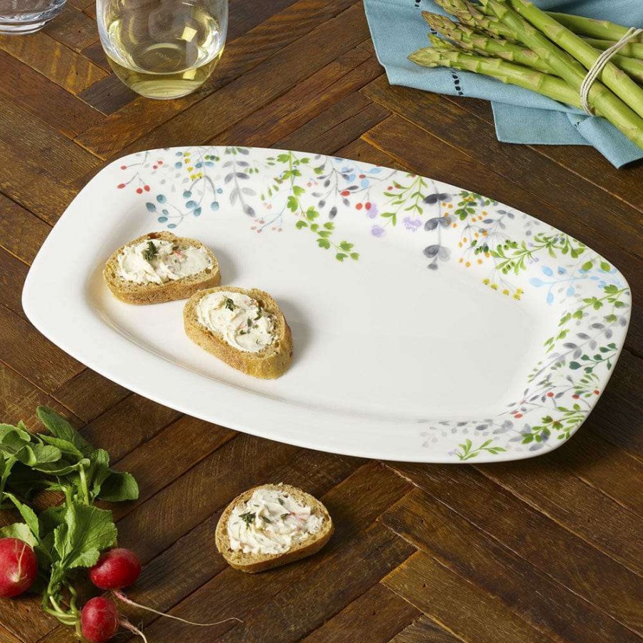 Platters And Trays * | Coupon Mikasa Tivoli Garden Rectangular Platter, 14.75 Inch