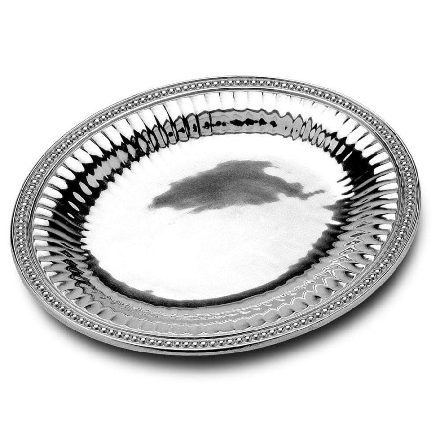 Platters And Trays * | Flash Sale Wilton Armetale Flutes & Pearls Large Oval Tray