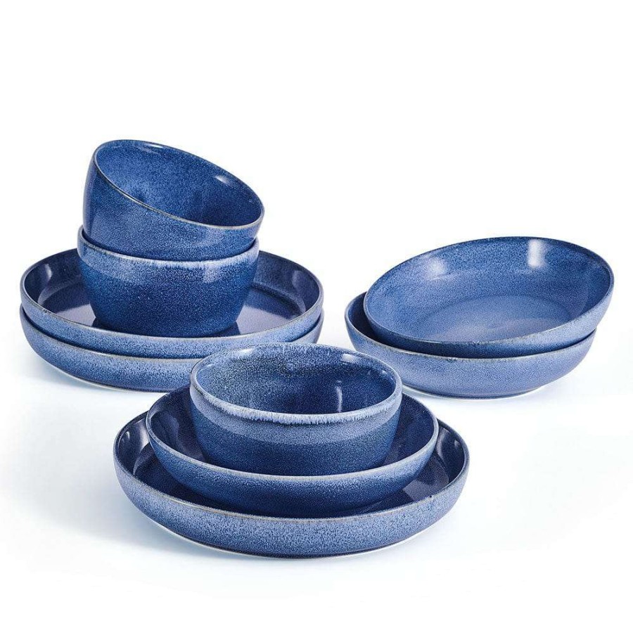 Bowls * | Promo Mikasa Huxley Blue 9 Piece Dinnerware Bowl Set, Service For 3