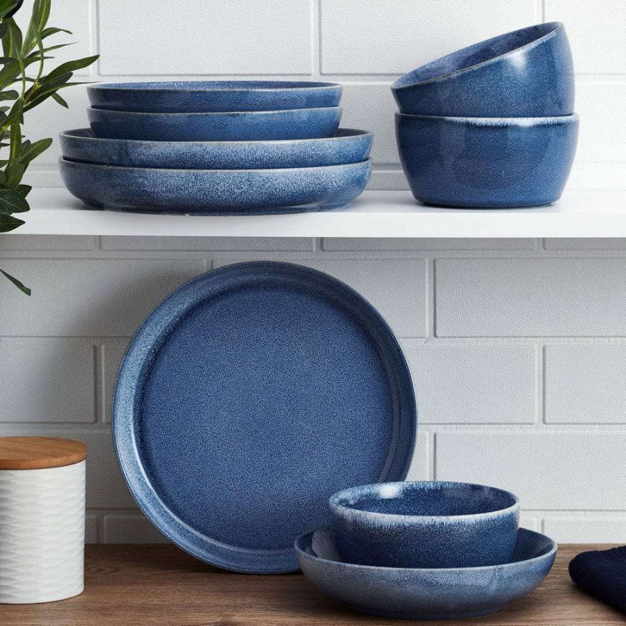 Bowls * | Promo Mikasa Huxley Blue 9 Piece Dinnerware Bowl Set, Service For 3