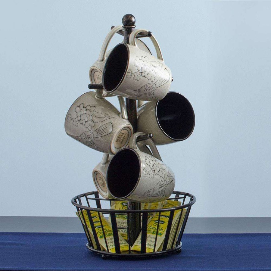 Entertaining * | Outlet Gourmet Basics Mug Tree Stand With Basket