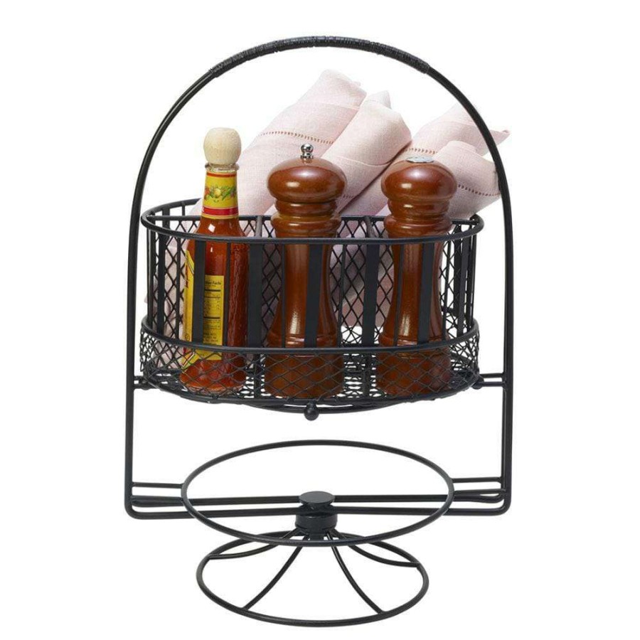 Entertaining * | Brand New Gourmet Basics Band And Stripe Swivel Hostess Buffet Storage Caddy