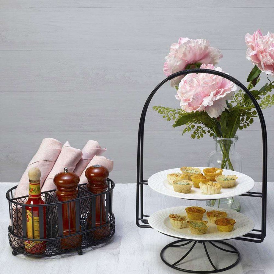 Entertaining * | Brand New Gourmet Basics Band And Stripe Swivel Hostess Buffet Storage Caddy