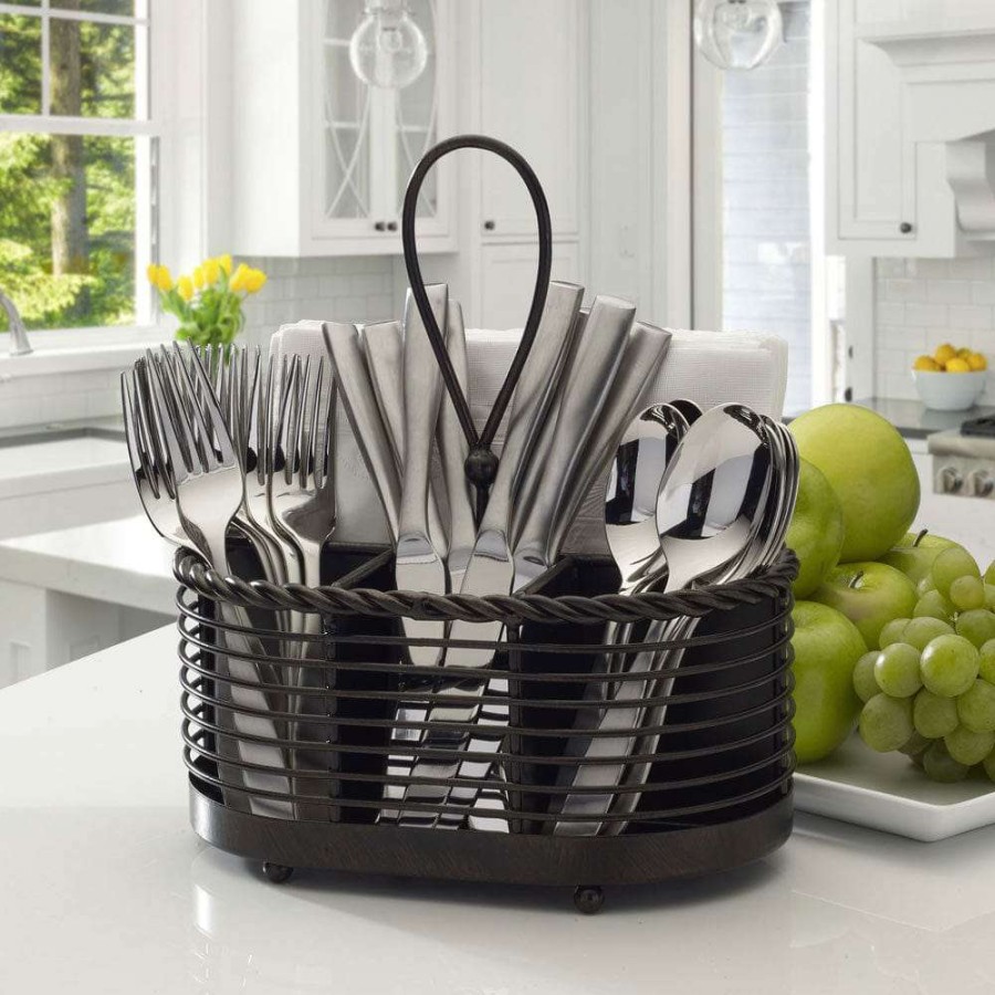 Entertaining * | Promo Gourmet Basics Rope Napkin And Flatware Storage Caddy