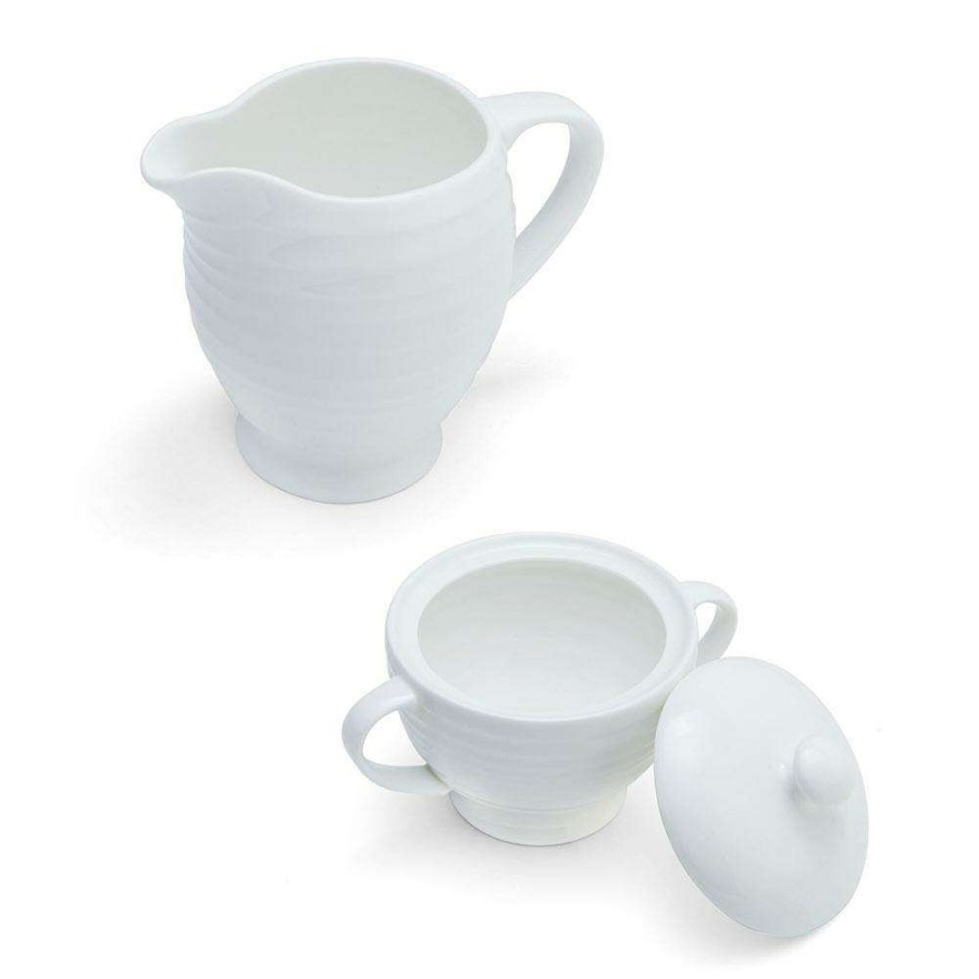 Accessories * | Best Sale Mikasa Swirl Bone Sugar And Creamer