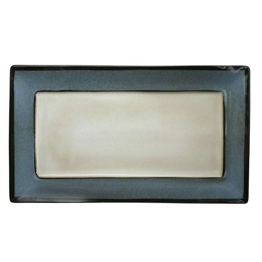 Accessories * | Flash Sale Gourmet Basics Belmont Blue Rectangular Platter