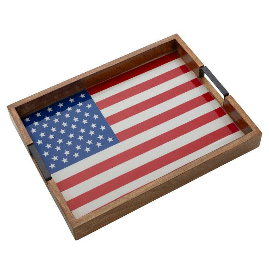 Entertaining * | Promo Gourmet Basics American Flag Lazy Susan Serve Tray