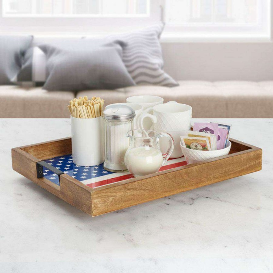 Entertaining * | Promo Gourmet Basics American Flag Lazy Susan Serve Tray