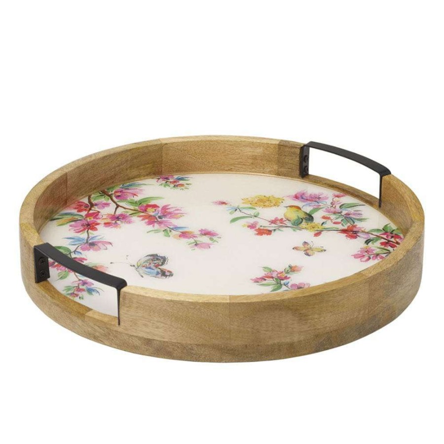 Entertaining * | New Gourmet Basics Bird And Butterfly Lazy Susan Serve Tray