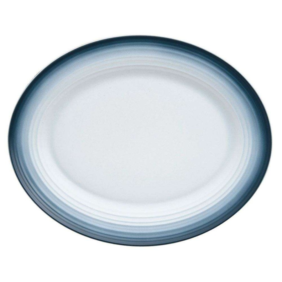 Accessories * | Budget Mikasa Swirl Ombre Blue Oval Platter