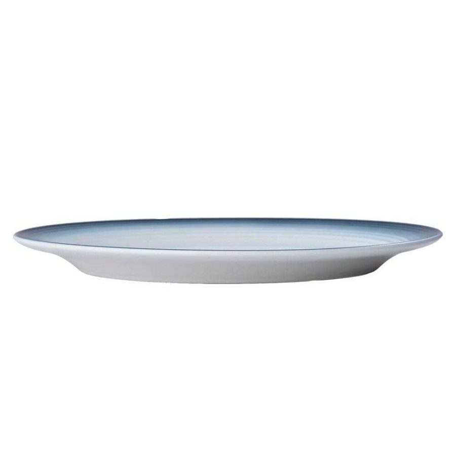 Accessories * | Budget Mikasa Swirl Ombre Blue Oval Platter