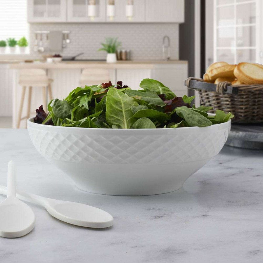 Bowls * | New Mikasa Trellis White Vegetable Serve Bowl