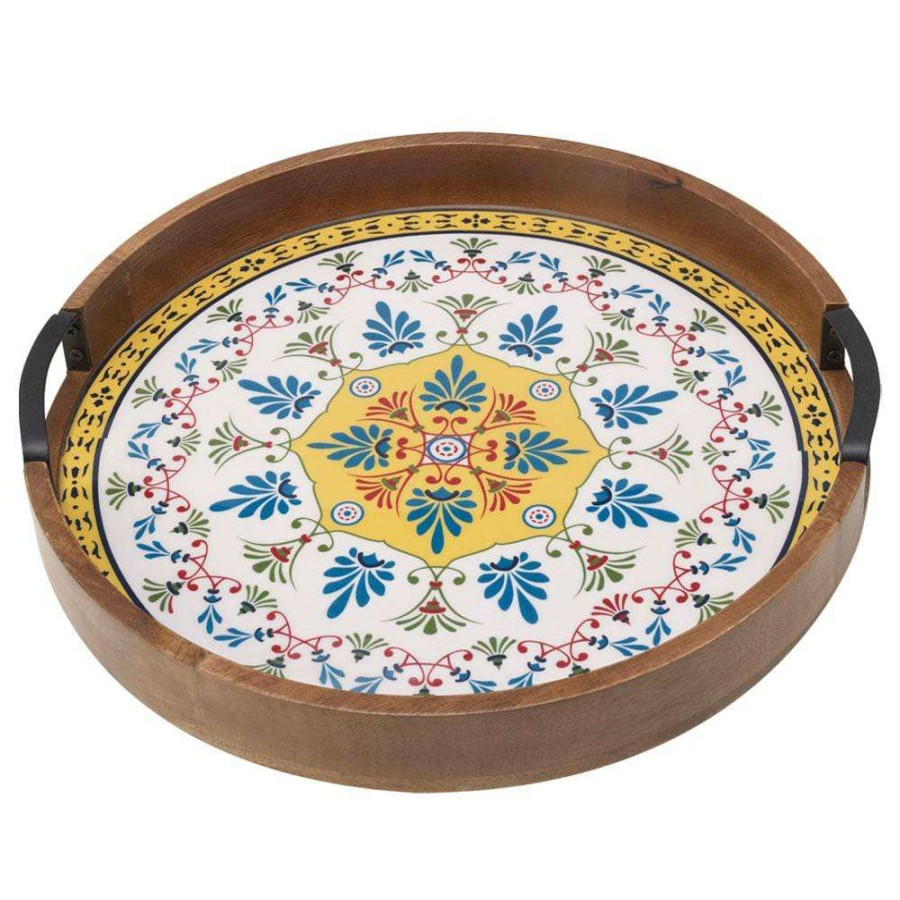 Entertaining * | Top 10 Gourmet Basics Tile Design Lazy Susan Serve Tray