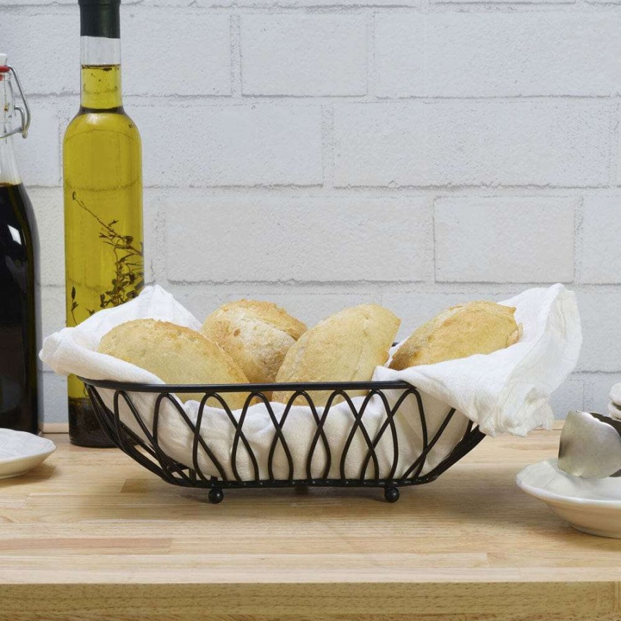 Entertaining * | Brand New Gourmet Basics Dahlia Oval Bread Basket