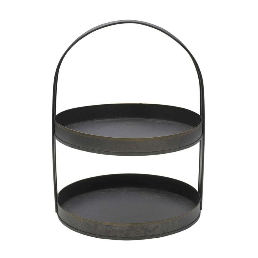 Entertaining * | Best Reviews Of Towle Living Black Galvanized 2 Tier Serving Tray