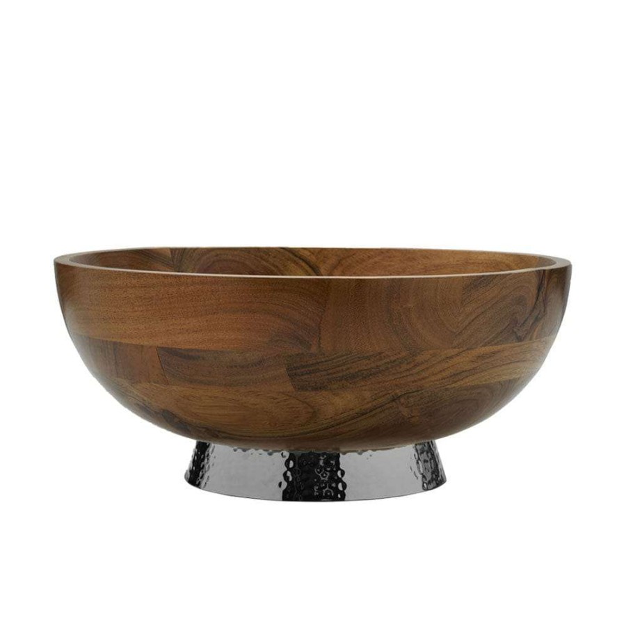 Entertaining * | Buy Towle Hammersmith Wood Bowl With Hammered Base