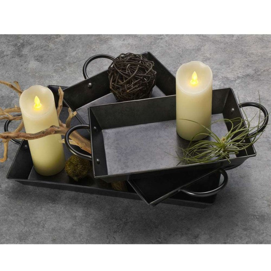 Entertaining * | Top 10 Mikasa Galvanized 3 Piece Serving Tray Set