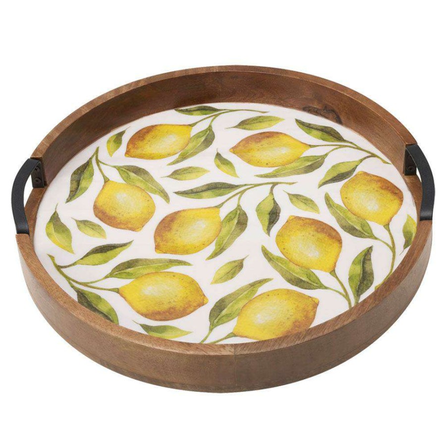 Entertaining * | Best Reviews Of Gourmet Basics Lemons Lazy Susan Serve Tray