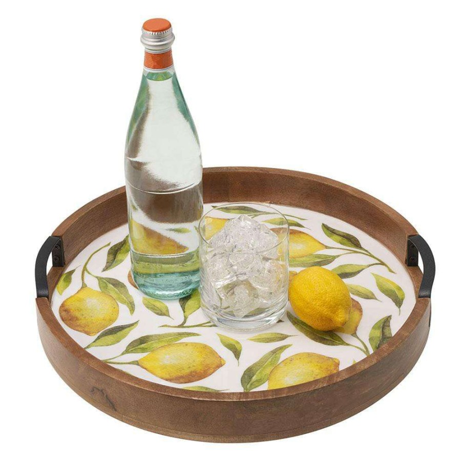 Entertaining * | Best Reviews Of Gourmet Basics Lemons Lazy Susan Serve Tray