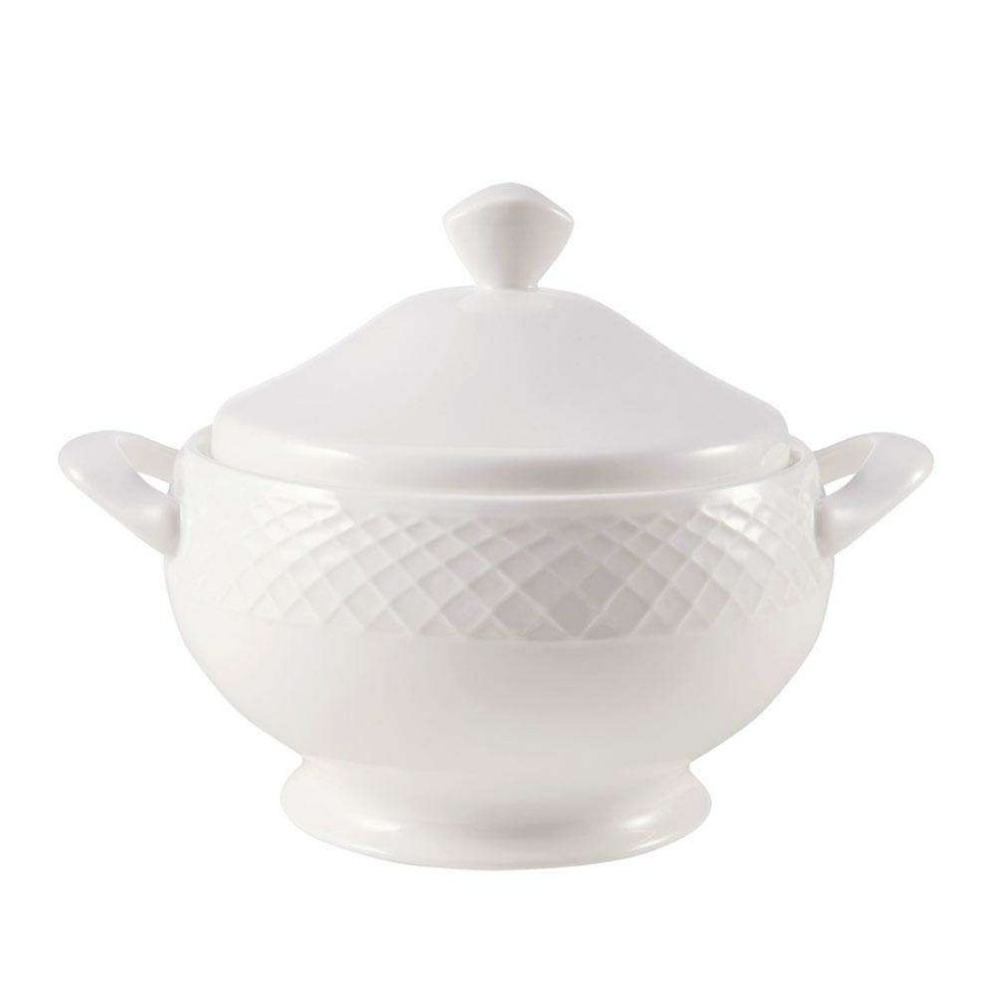 Accessories * | Best Pirce Mikasa Trellis White Covered Casserole