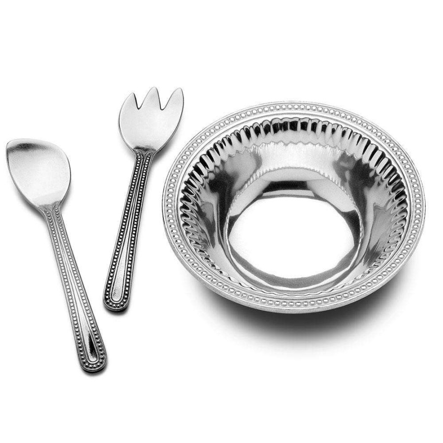 Bowls * | Coupon Wilton Armetale Flutes & Pearls 3 Piece Salad Bowl Serving Set, 13.5 Inch