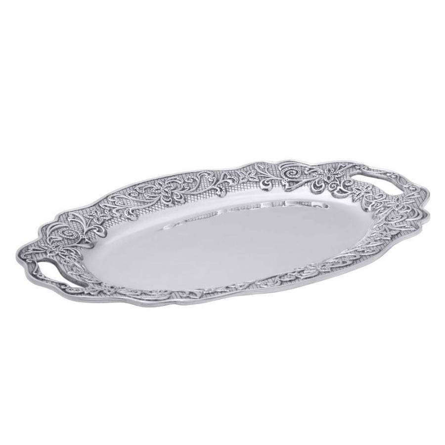 Platters And Trays * | Outlet Wilton Armetale English Cottage Oval Tray With Handles