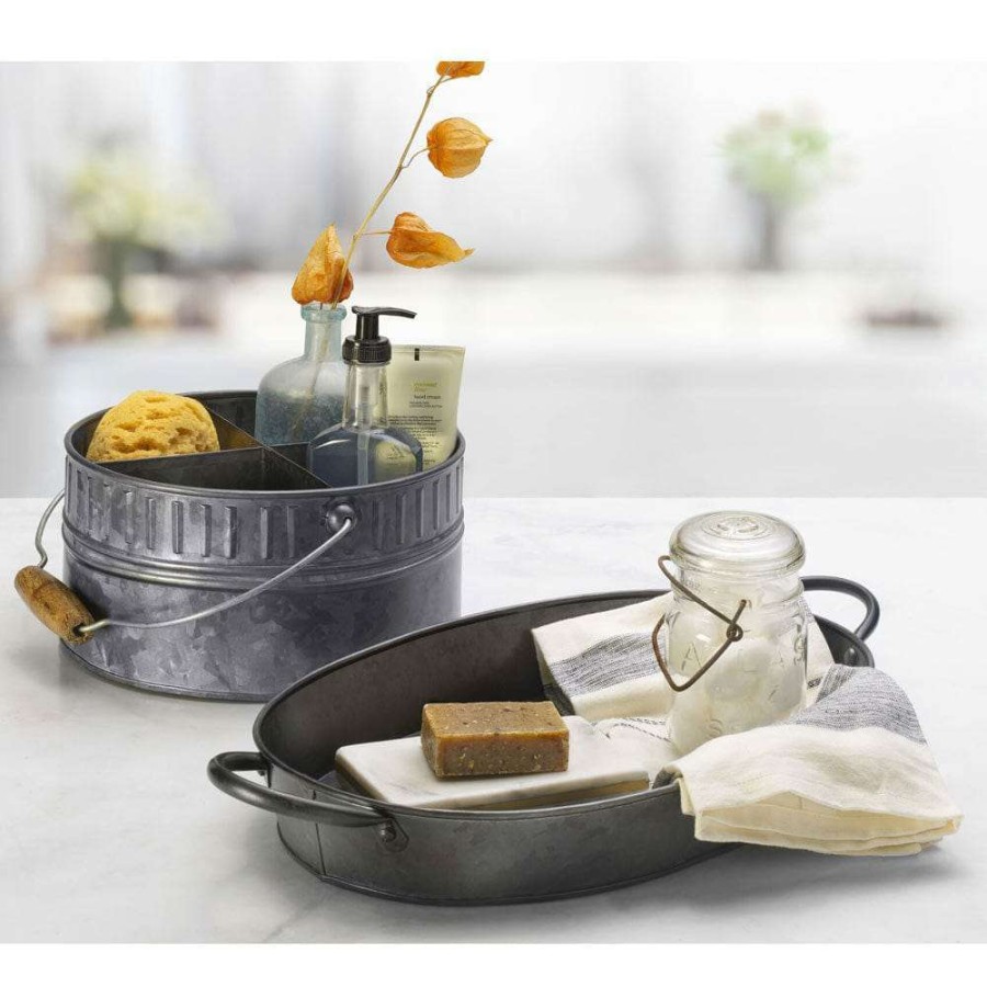 Entertaining * | Cheap Mikasa Galvanized Caddy And Tray Serving Set