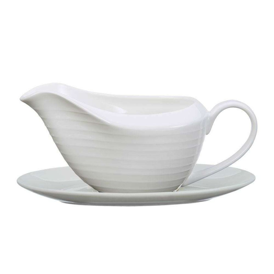 Accessories * | Best Sale Mikasa Swirl Bone Gravy Boat With Stand