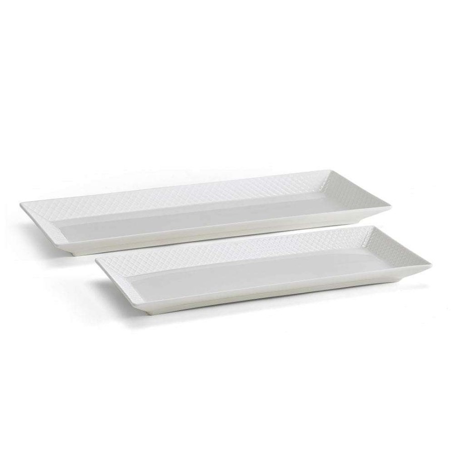 Accessories * | Brand New Mikasa Trellis White Set Of 2 Bread Trays