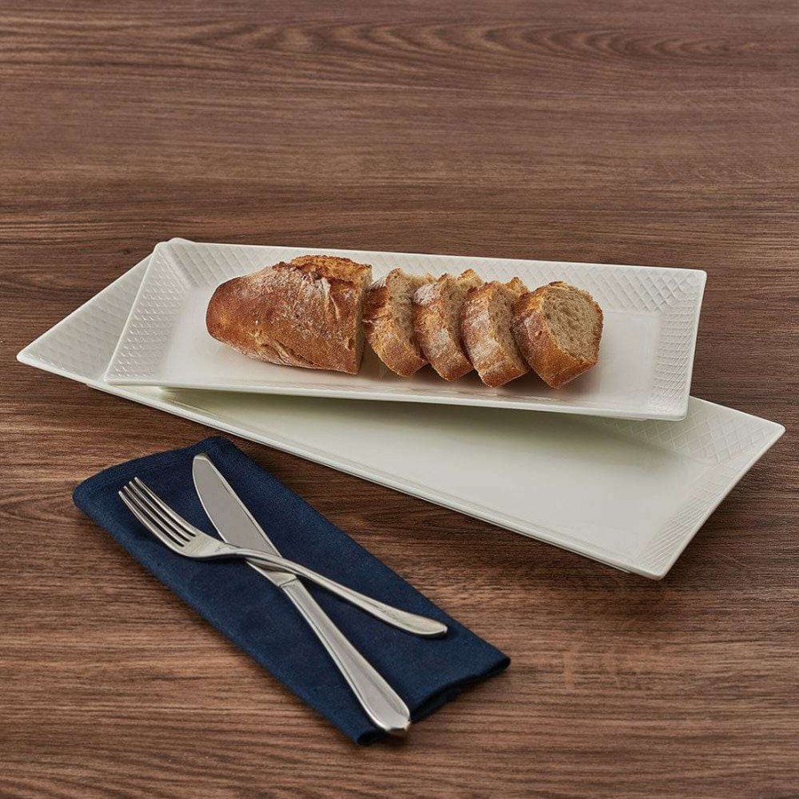 Accessories * | Brand New Mikasa Trellis White Set Of 2 Bread Trays