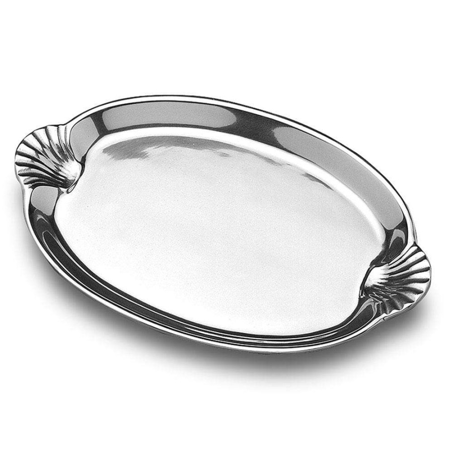 Platters And Trays * | Buy Wilton Armetale Scallop Handle Oval Tray