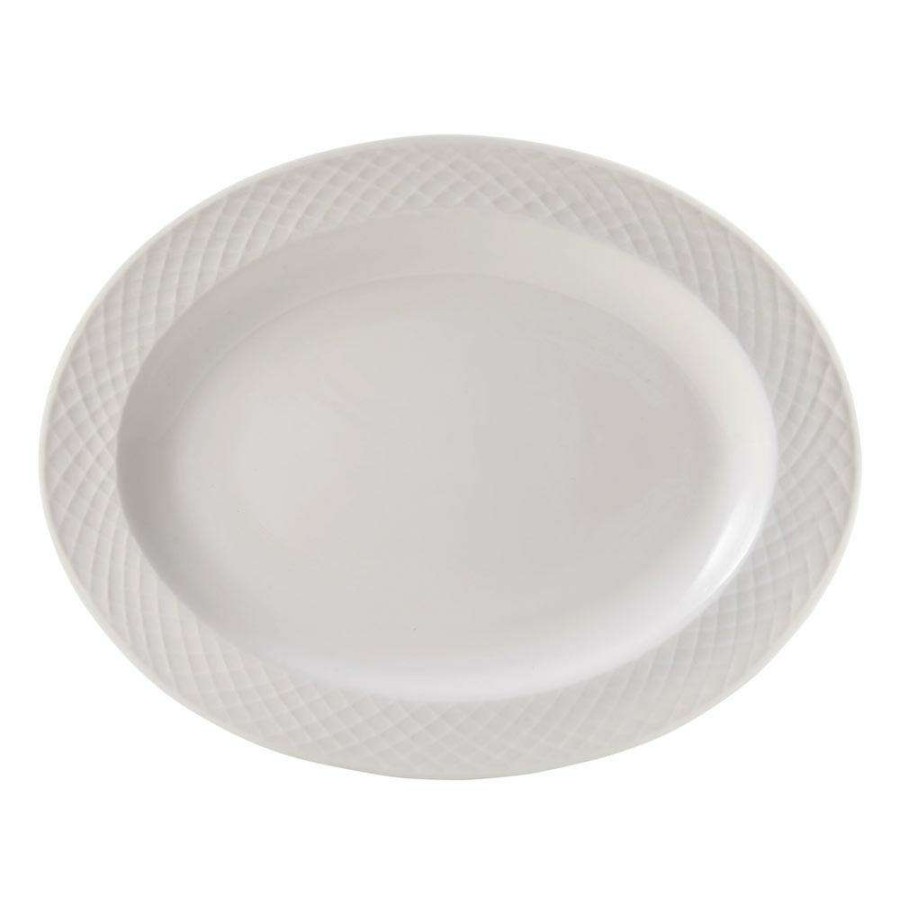 Accessories * | Buy Mikasa Trellis White Oval Platter