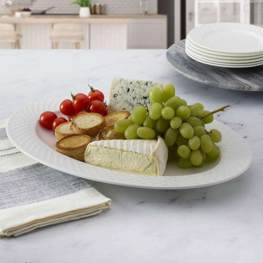 Accessories * | Buy Mikasa Trellis White Oval Platter