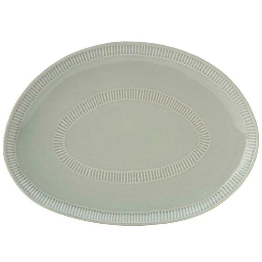 Accessories * | Promo Mikasa Marbella Grey Oval Platter